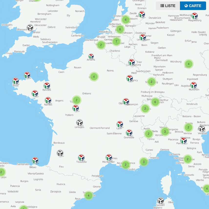 Carte des FabLabs